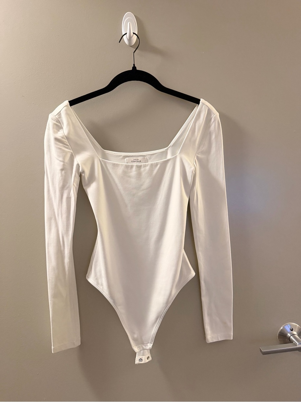 Aritzia White Long-Sleeve Square Neck Bodysuit